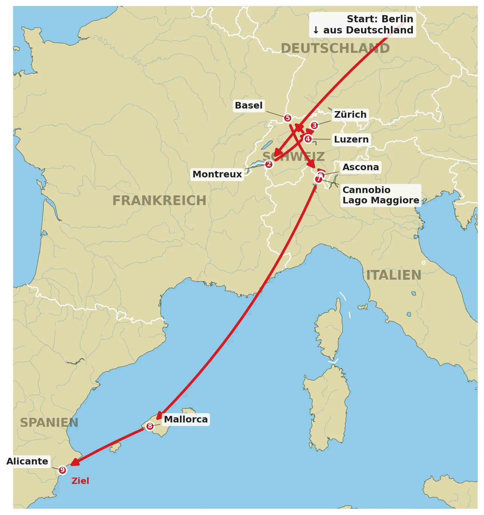 Meine Lebens-Stationen: Berlin, Schweiz, Italien, Mallorca, Costa Blanca